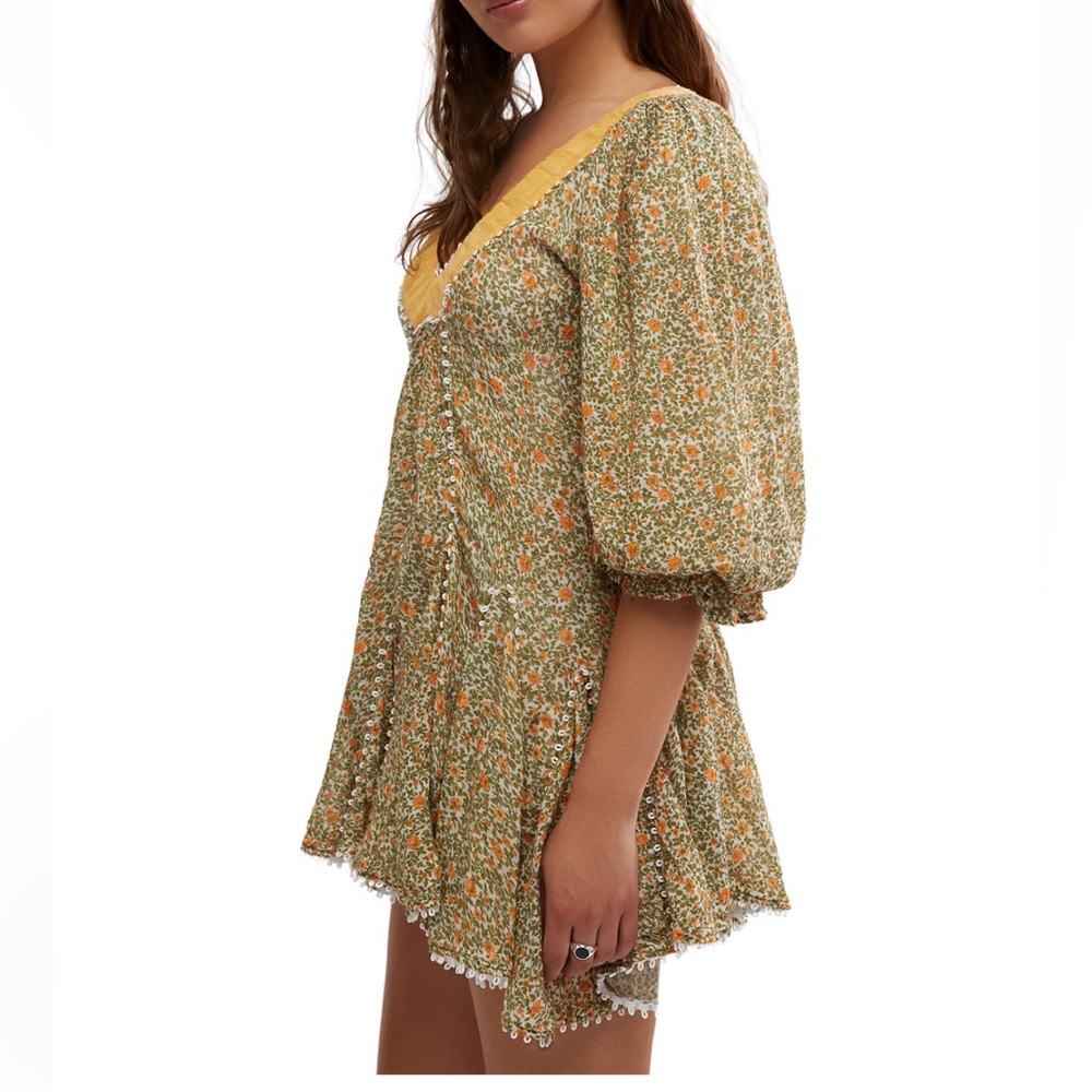 Free People 🌼🌼 Bali Coral Floral print mini dress NWT - Picture 7 of 15